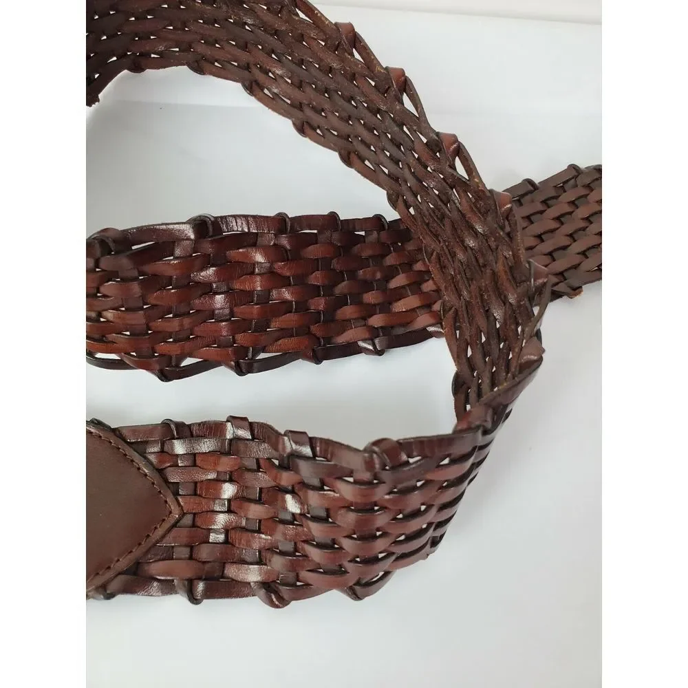 Harold's Braided Woven Brown Leather‎ Belt 33